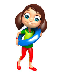 kid girl with Swimming tube