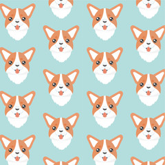 Fototapeta premium Happy dog welsh corgi orange vector background. 
