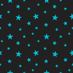 Star seamless pattern. Cute blue stars. Babies Fashion. 