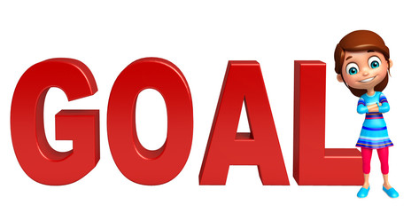 kid girl with Goal sign