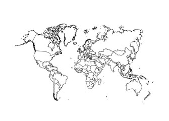 Vector illustration of black world map