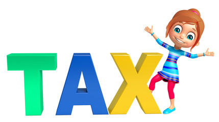 kid girl with Tax sign