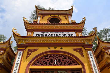 golden Biddhism temple entrance for nun