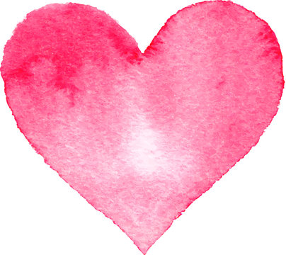 Watercolor painted pink heart