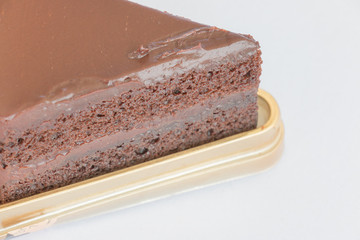 chocolate cake on the table.