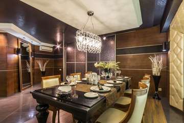 Served table in the restaurant