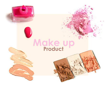 Various cosmetics isolated over white