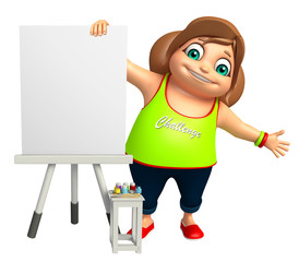 kid girl with Easel Board