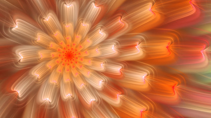 Fototapeta premium Exotic flower. Dance of flower petals. 3D surreal illustration. Sacred geometry. Mysterious psychedelic relaxation pattern. Fractal abstract texture. Digital artwork graphic astrology magic