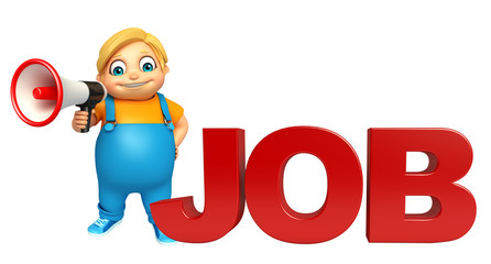 kid boy with Job sign &  Loud speaker