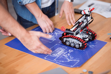 Pleasant colleagues constructing robot