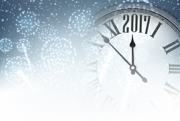 2017 New Year background with clock.