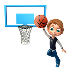 Kid boy with Basket ball net