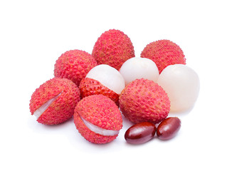 Lychees isolated on white background