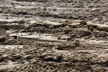 Dirty mud road in Russia