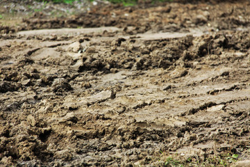 Dirty mud road in Russia