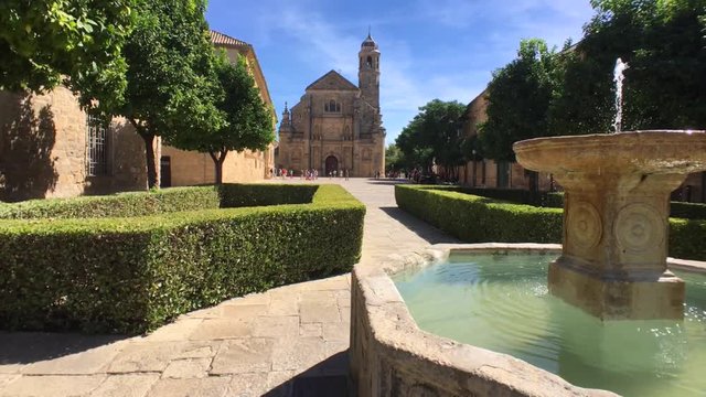The Sacred Chapel of El Salvador (Capilla del Salvador) in the Plaza de Vazquez de Molina with the Parador hotel to the left, Ubeda, Jaen Province, Andalusia, Spain, Western Europe