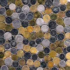 Mixed Various Denomination Coins Of Kuwait Background