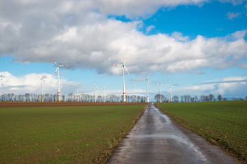 Fototapeta premium Modern wind turbine in the field