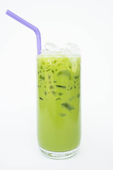 Green tea with milk cold,The refreshing taste sweet