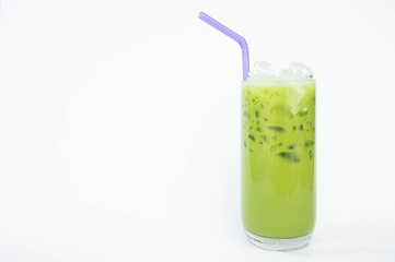 Green tea with milk cold,The refreshing taste sweet
