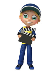 kid boy with clapper board