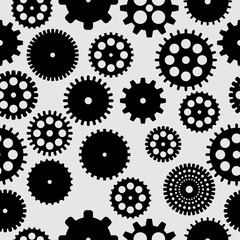 abstract vector black flat gears seamless pattern