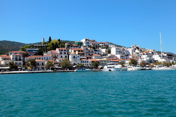 Skiathos town from the sea,Greece