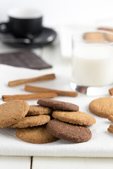 Biscuits with glass of milk.