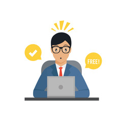 Business man in a suit working at his office desk. 