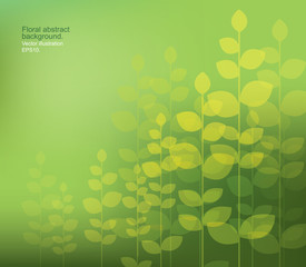 Abstract green floral background. Vector illustration.