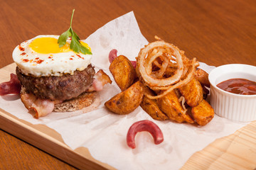 beef steak with mashed potatoes