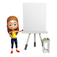 kid girl with White board