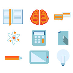 Education and sience flat design icon vector set
