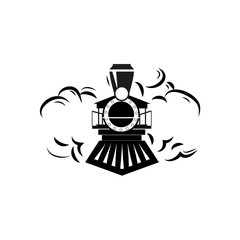 Retro locomotive outline design logo vector illustration