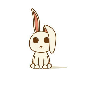 Kawaii cartoon rabbit line design vector illustration
