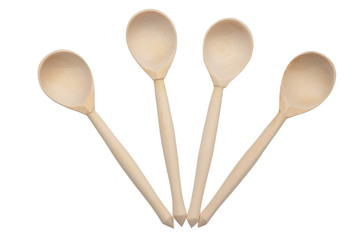 Wooden spoons isolated on white background