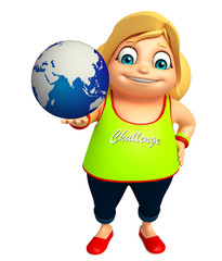 Kid girl with Earth