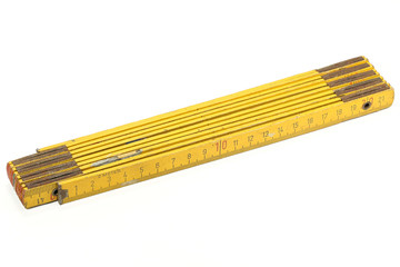 used yardstick isolated on white background