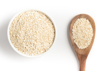 Quinoa Flakes into a bowl. Super Food.