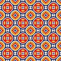 Seamless pattern with symmetric geometric ornament. Bright abstract background.