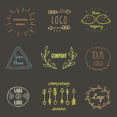 Trendy hand drawn doodle hipster logotypes collection