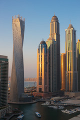 Fototapeta na wymiar General view of Dubai Marina at Dusk from the top