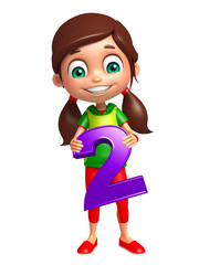 kid girl with 2 Digit