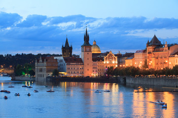 Obraz premium Evening view of Prague city, Czech Republic