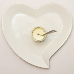 Heart shaped plate and plain yogurt