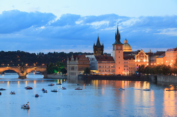 Obraz premium Evening view of Prague city, Czech Republic