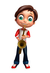 kid boy with sexophone