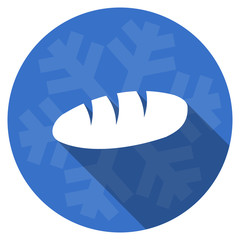 bread blue flat design christmas winter web icon with snowflake