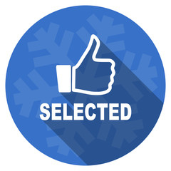 selected blue flat design christmas winter web icon with snowflake
